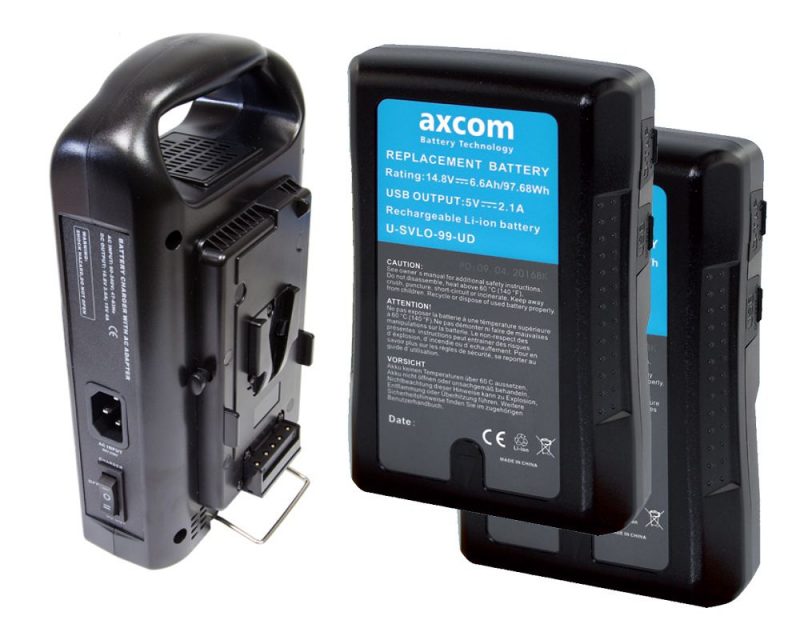 Axcom V-Mount Ladegerät + 2 U-SVLO-99 Akkus - Bundle