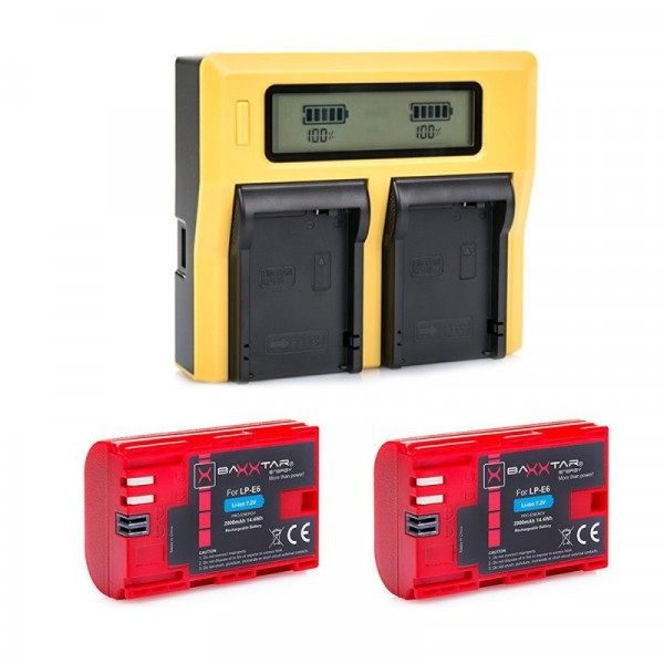 PATONA Dual LCD Charger für LP-E6 inkl. 2x Baxxtar LP-E6 2000mAh